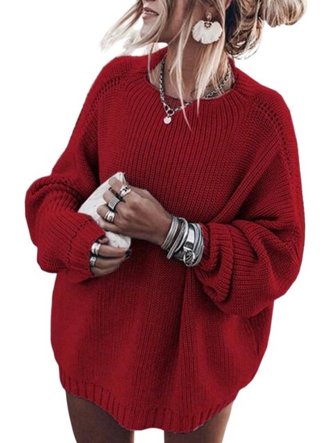 Batwing mock neck, Red