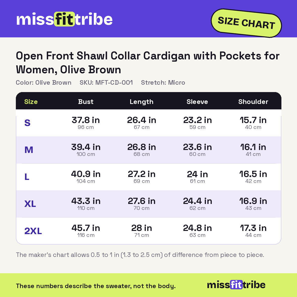 MissFitTribe Open Front Shawl Collar Cardigan with Pockets for Women, Olive Brown (photo 10)